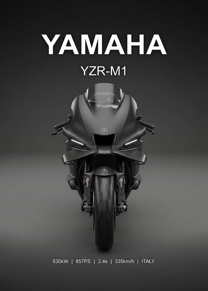 black yamaha yzrm1 Motorcycle sleek poster
