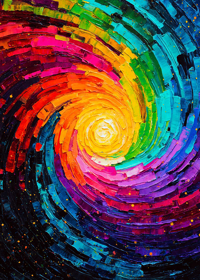 Colorful Impasto Rainbow Paint Wave