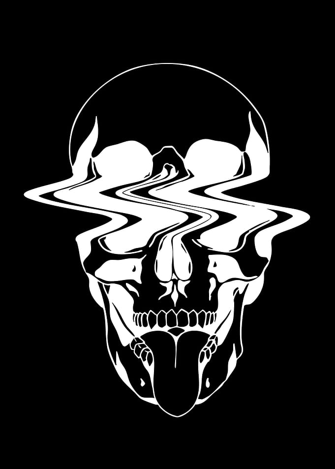 Distorted Skull with Tongue Out