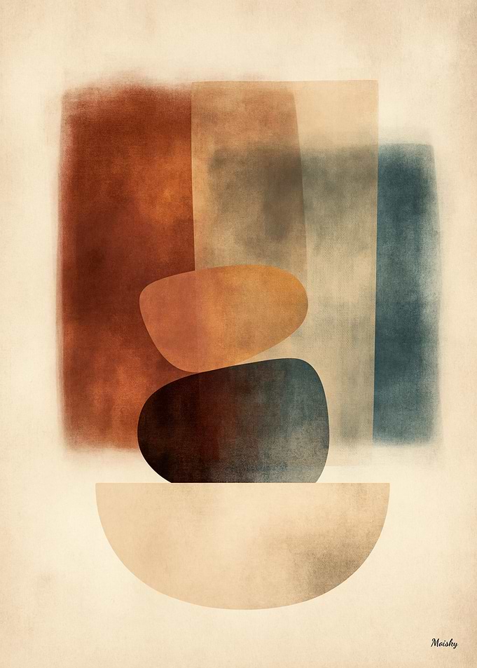 Wabi-Sabi Stone Field No. 14 – Centering Abstract Wall Art