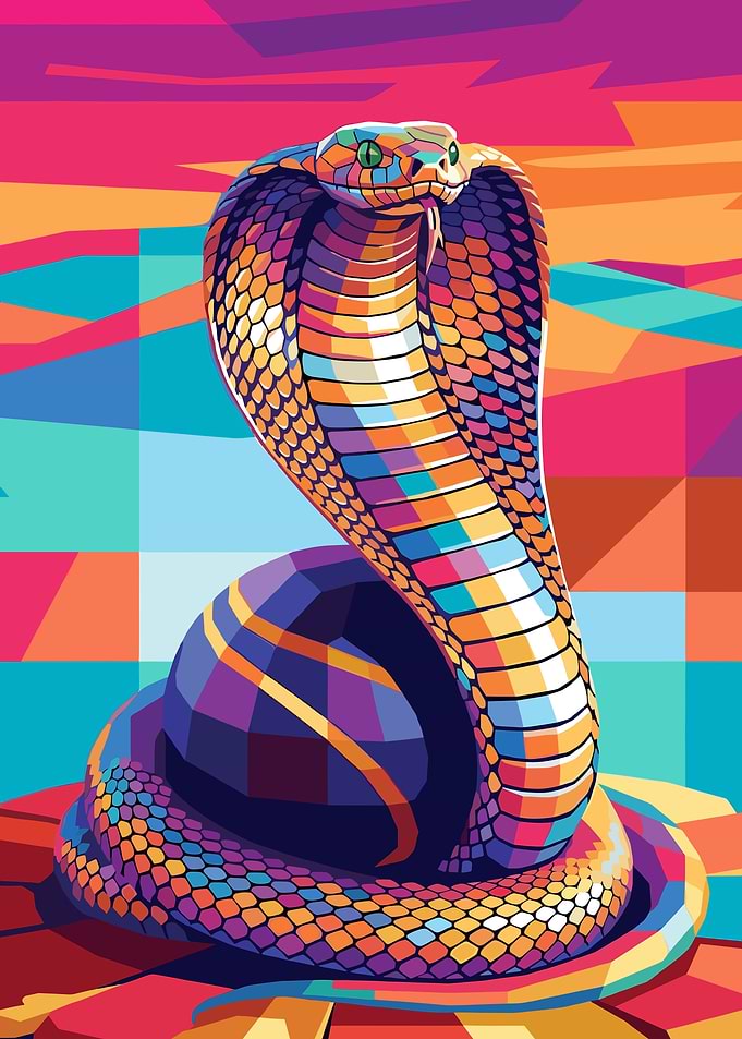 Colorful Cobra in Pop Art Style