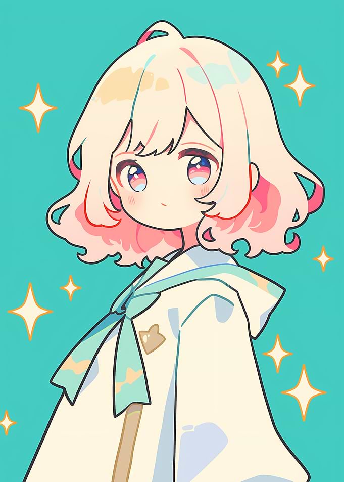 Cute Anime Girl with Sparkles