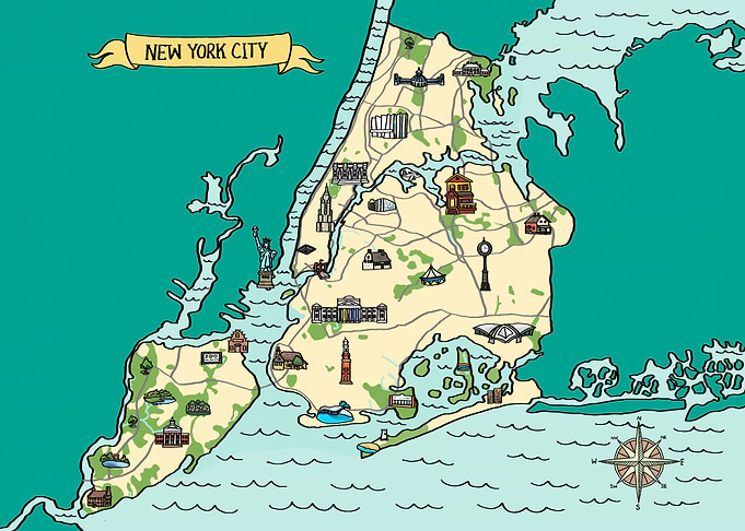 Watercolor Map of New York City