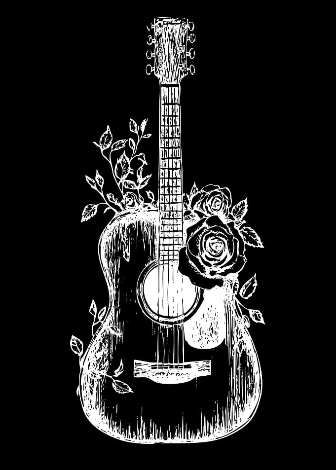 Guitar with Roses Sketch