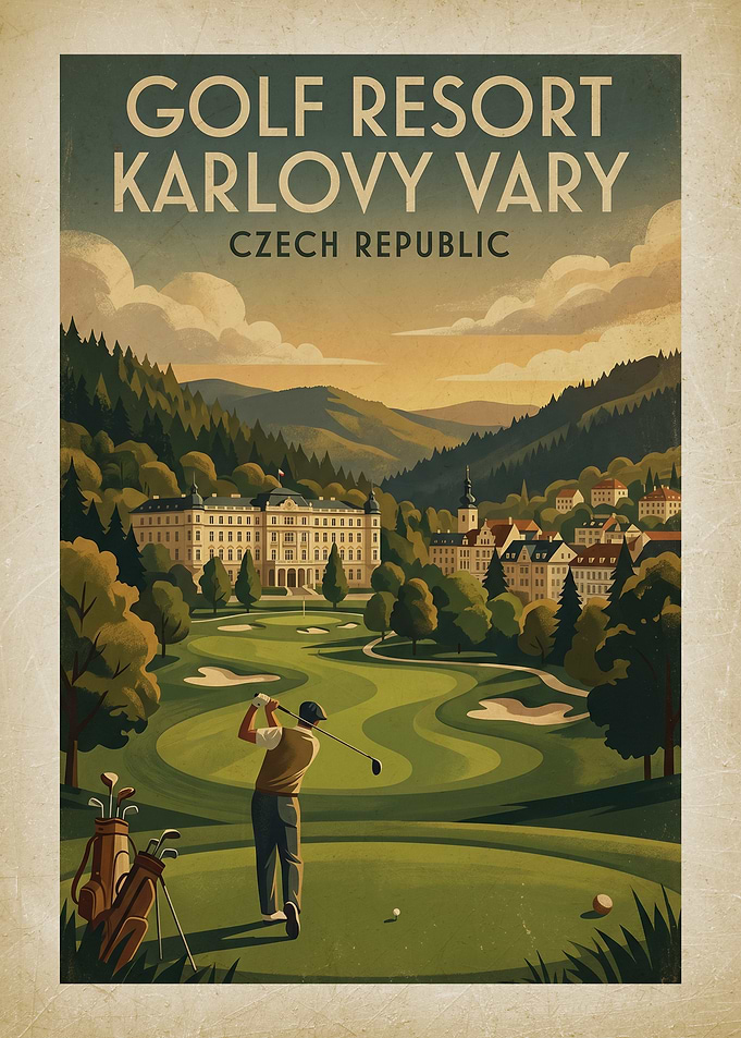 Golf Resort Karlovy Vary Vintage Poster