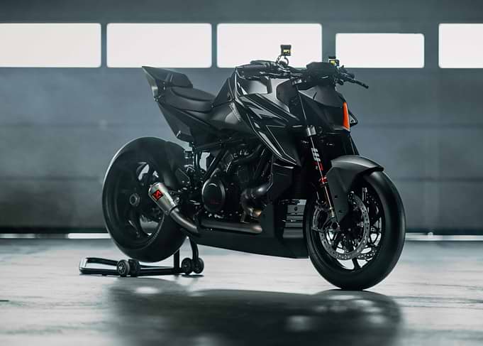 Sleek Black Motorcycle in Studio