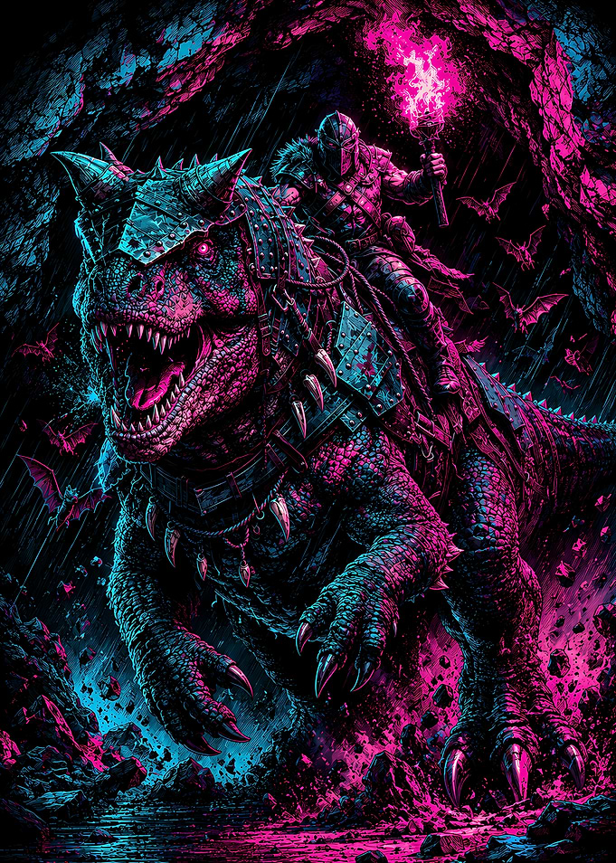 Warrior Riding Armored Dinosaur