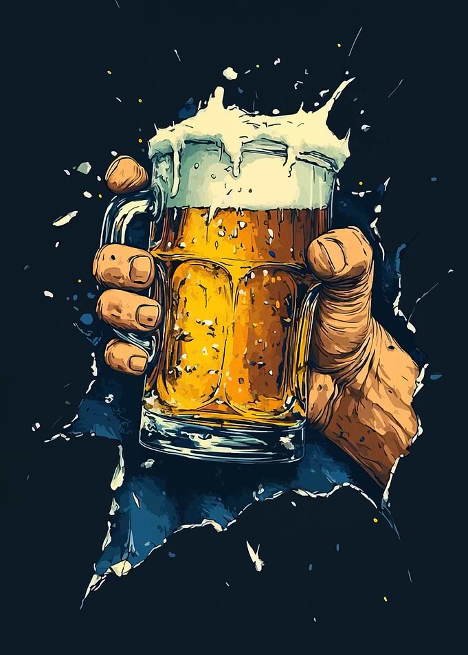 Hand Holding a Splashing Beer Mug