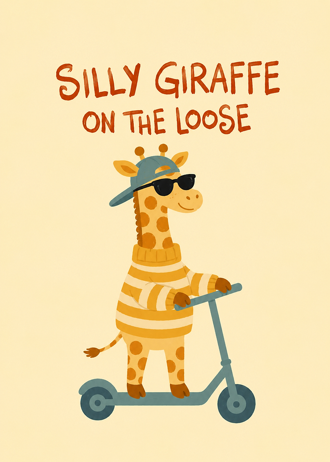 Silly Giraffe on a Scooter