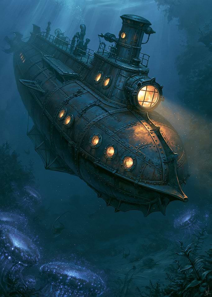 Steampunk Submarine Underwater