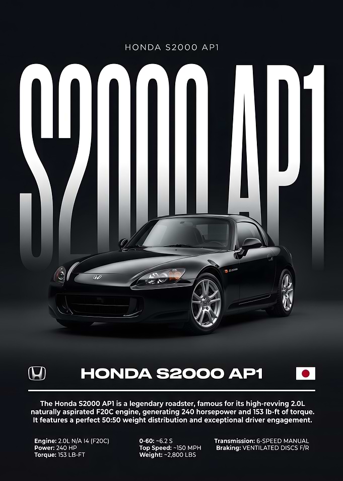Honda S2000 AP1 Poster