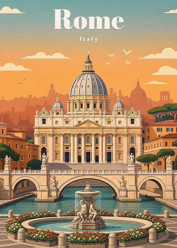 Vintage Rome Travel Poster