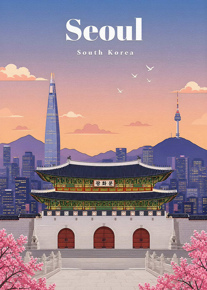 Seoul Cityscape with Gyeongbokgung Palace