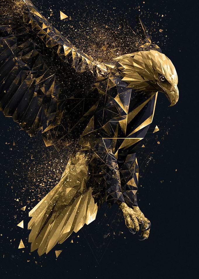 Golden Eagle Geometric Art