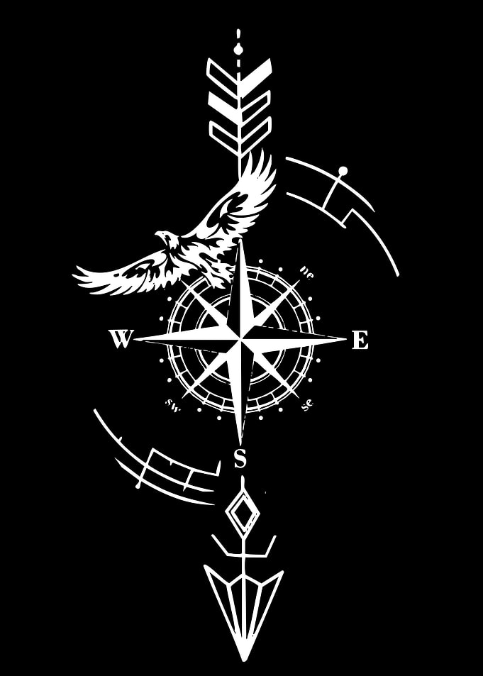 Eagle Compass Tattoo Design
