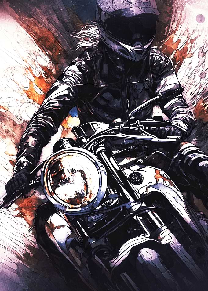 Motorcyclist in Leather Jacket