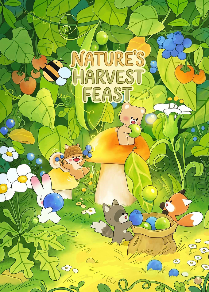 Cute Animals Enjoying Nature's Harvest Feast