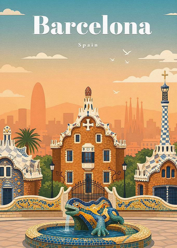 Barcelona Travel Poster