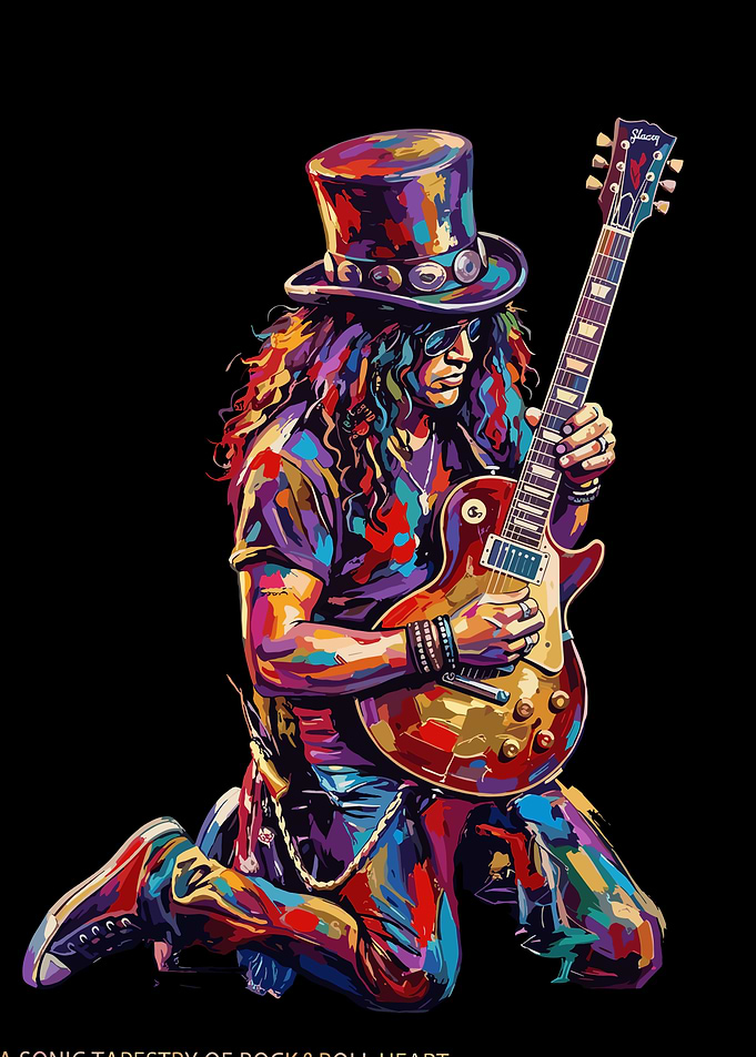 Colorful Portrait of Slash Playing Guitar