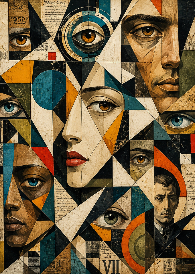 Cubist Collage of Faces and Eyes