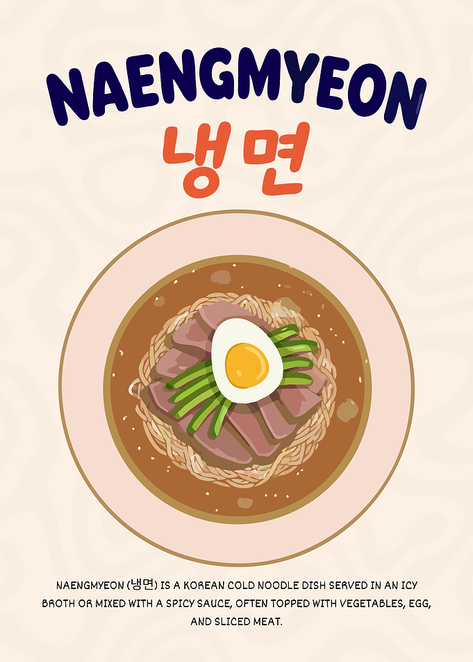 Naengmyeon Korean Cold Noodles Minimalist Food Poster
