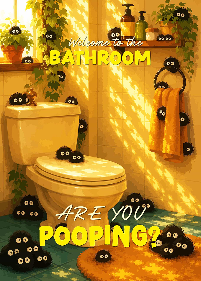 Susuwatari Bathroom Welcome Sign