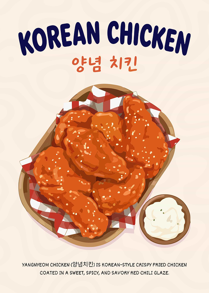 Yangnyeom Chicken Korean Fried Chicken Minimalist Poster