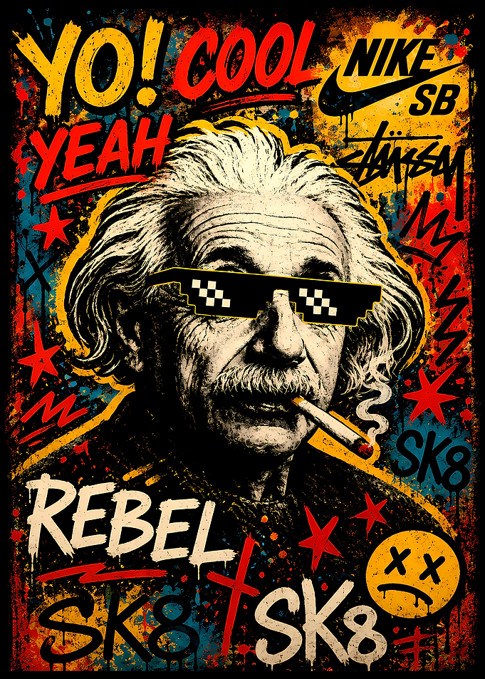 Albert Einstein with Pixel Sunglasses
