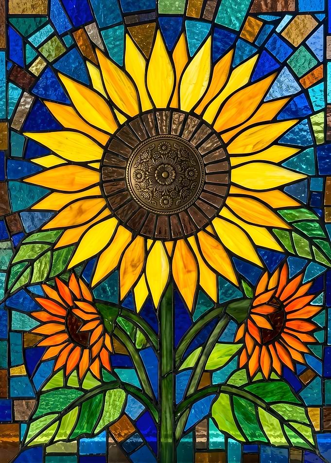 Stained Glass Sunflowers