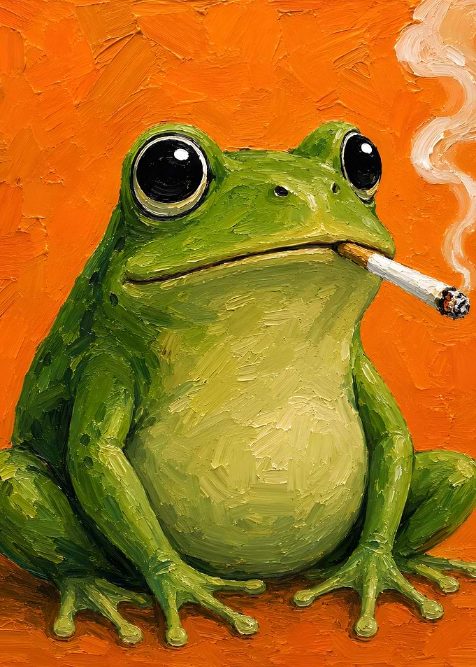 Frog Smoking a Cigarette