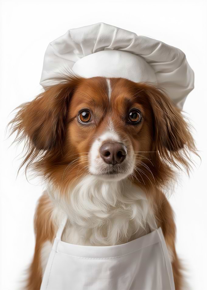 Kooikerhondje Dog Chef with Hat and Apron
