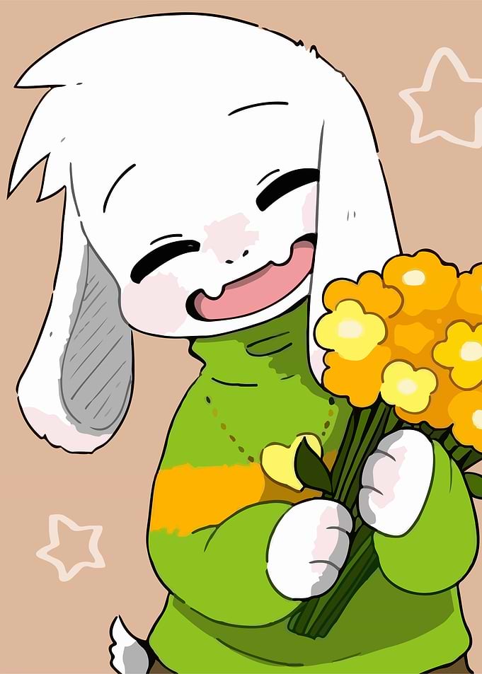Cute Goat Character Holding Flowers