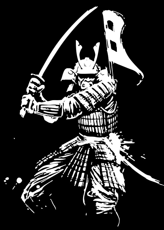 Samurai Warrior with Sword and Flag
