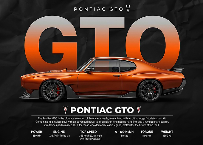sleek orange Pontiac GTO Futuristic Sports Car