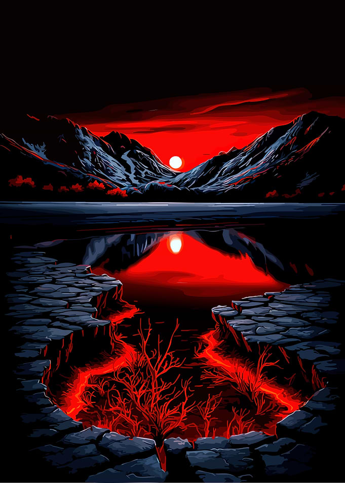 Volcanic Landscape at Sunset