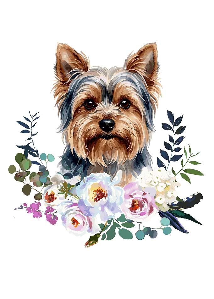 Yorkshire Terrier with Flowers