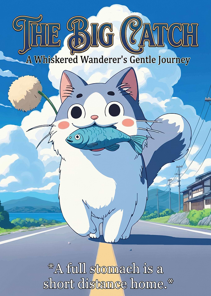 Cat with Fish Poster
