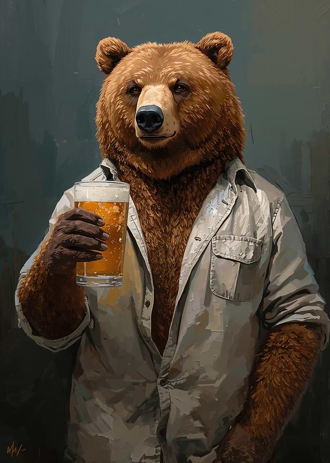 Bear Holding a Beer