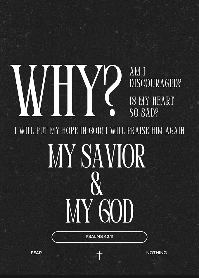 Psalm 42:11 Christian Wall Art – Why Am I Discouraged? Bible Verse Typography Poster | Faith Over Fear Decor