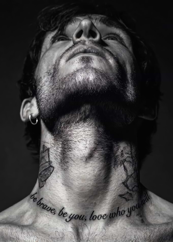 Black White Tattooed Man Portrait