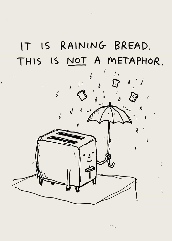 Toaster with Umbrella Raining Bread