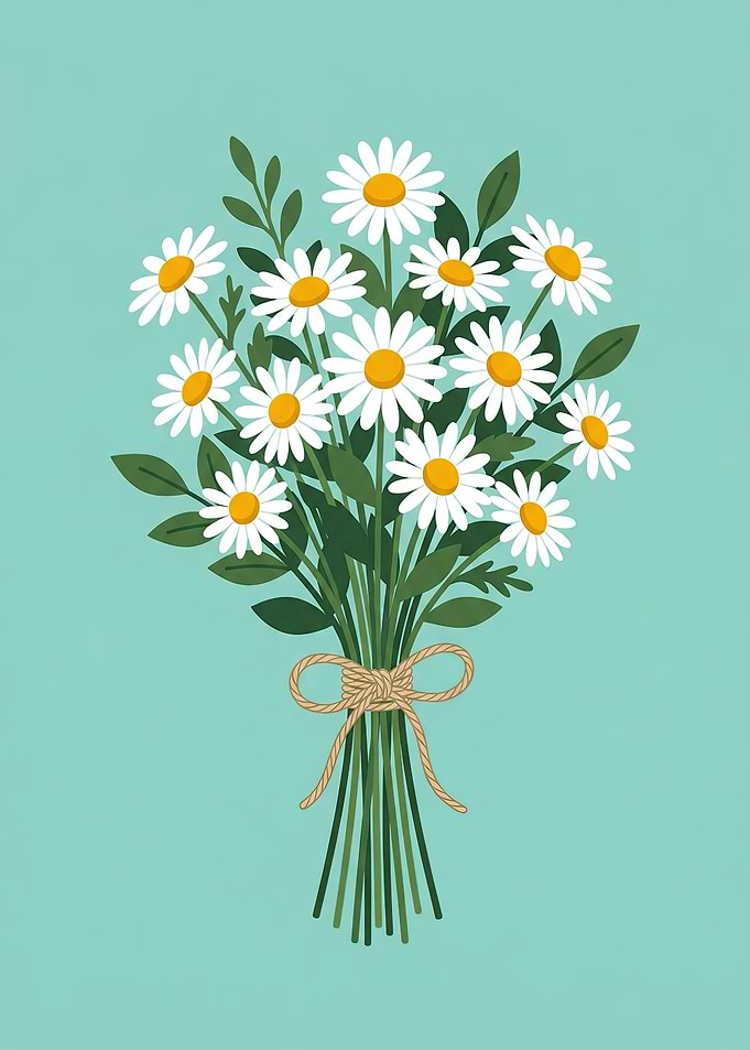 Bouquet of Daisies Tied with Twine