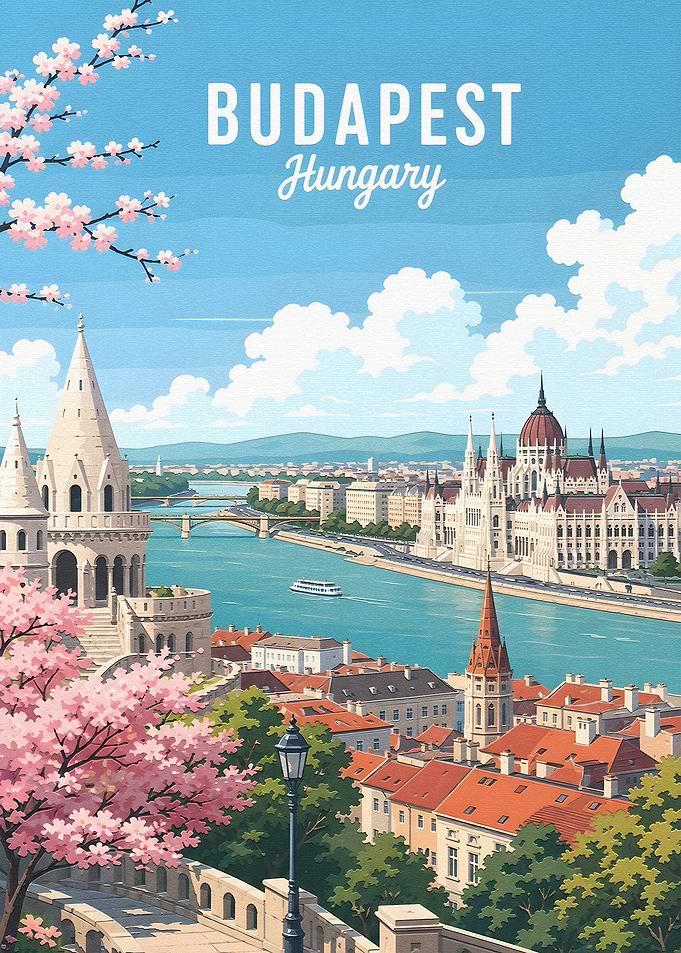 Budapest Hungary Travel Poster