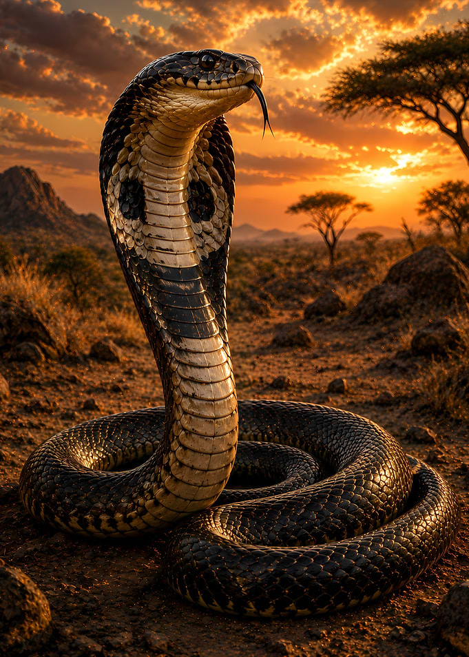 Cobra in African Sunset