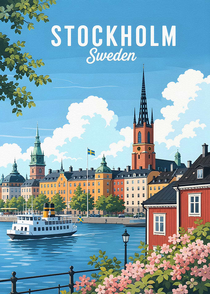 Stockholm Sweden Travel Poster