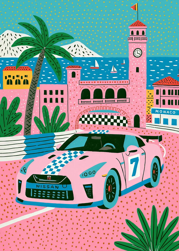 Pink Nissan GT-R in Monaco