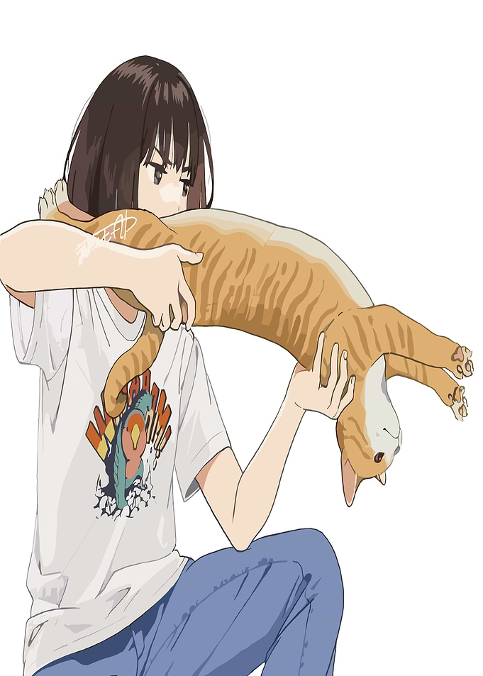 Girl Holding Orange Tabby Cat