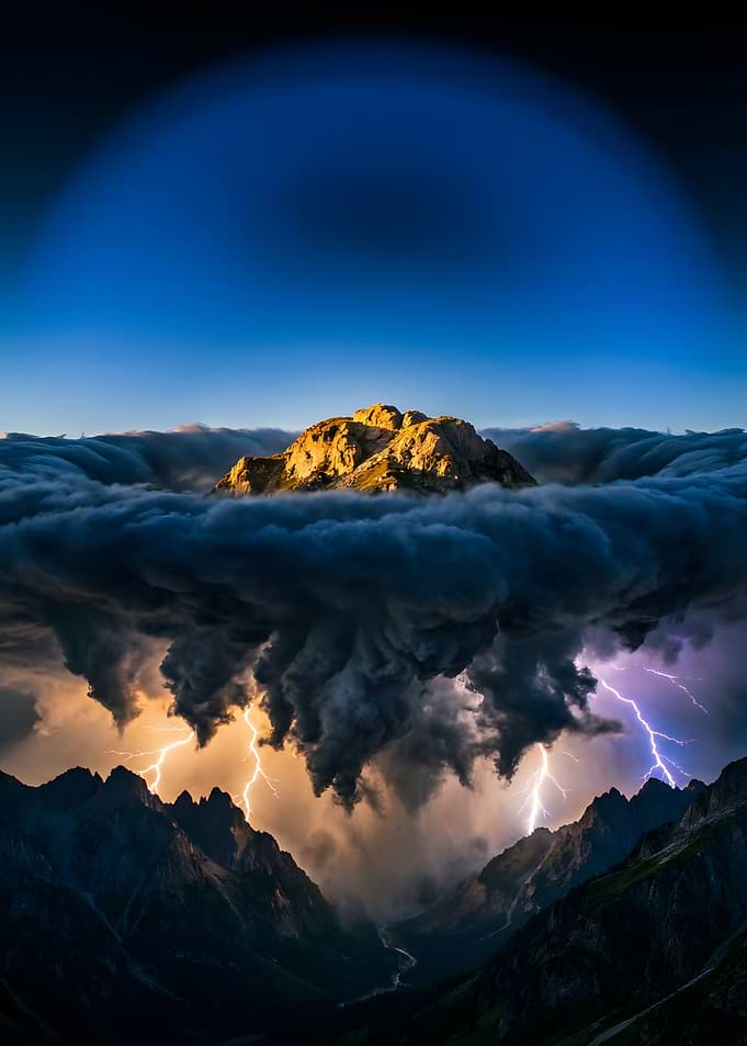 Dramatic Mountain Storm with Lightning