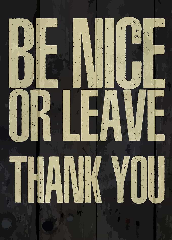 Be Nice Or Leave Thank You Text Art