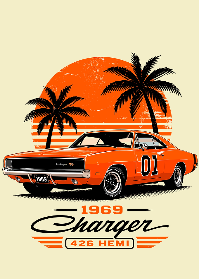 1969 Dodge Charger 426 Hemi Retro Art